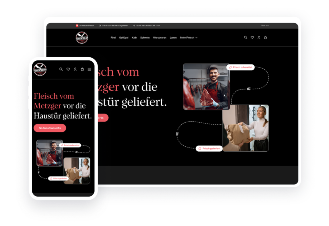 Fleischpost screenshot homepage desktop und mobile