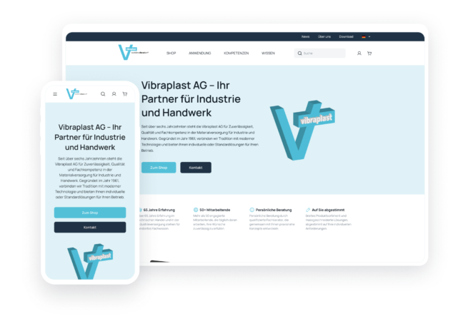 vibraplast screenshot homepage desktop und mobile